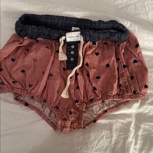 Urban Outfitters Plaid Heart Print Shorts - Pink and Black